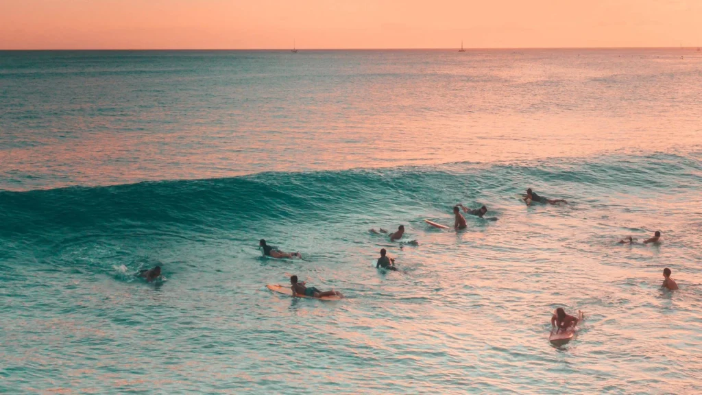 surfing at sea